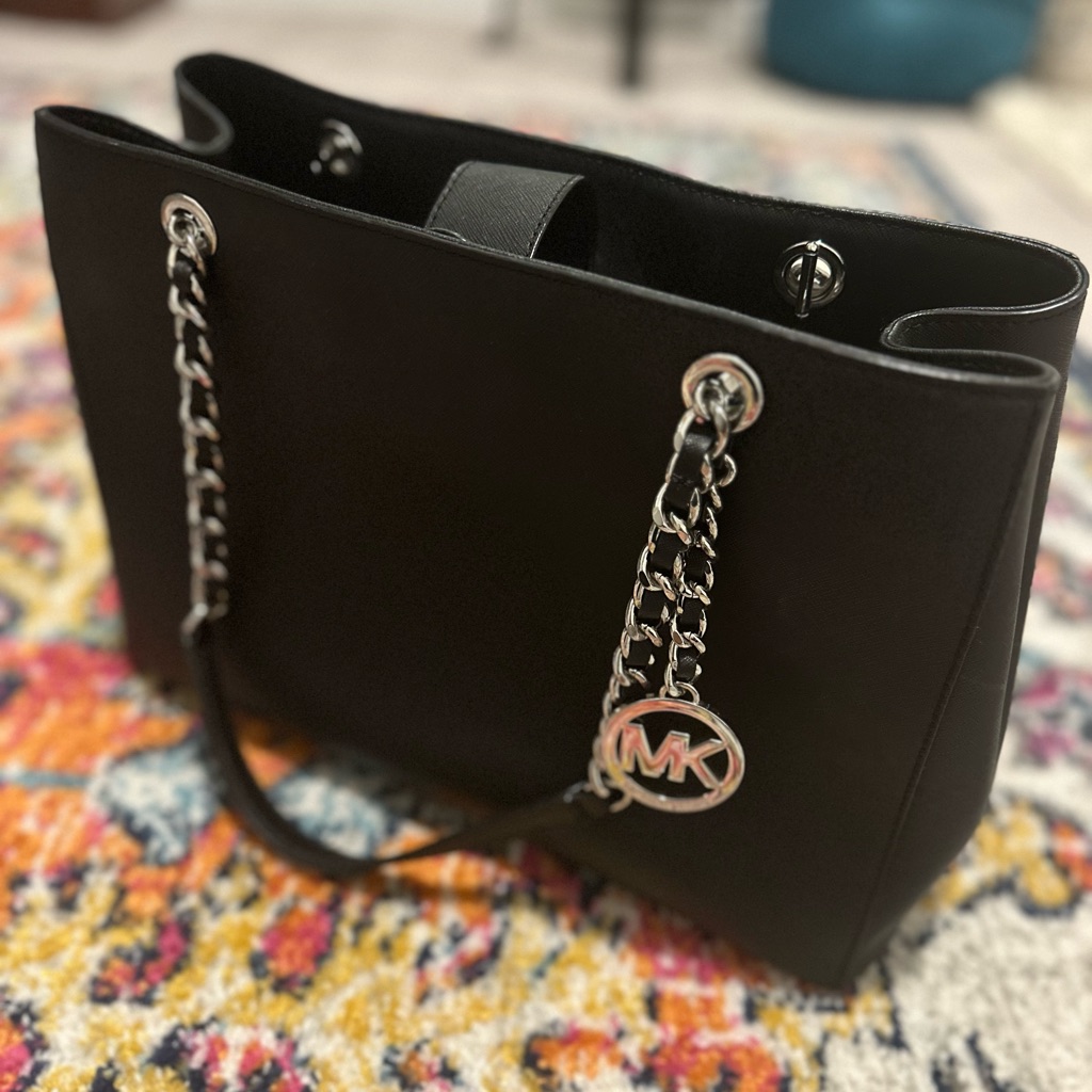 Black Leather Michael Kors Laptop Satchel